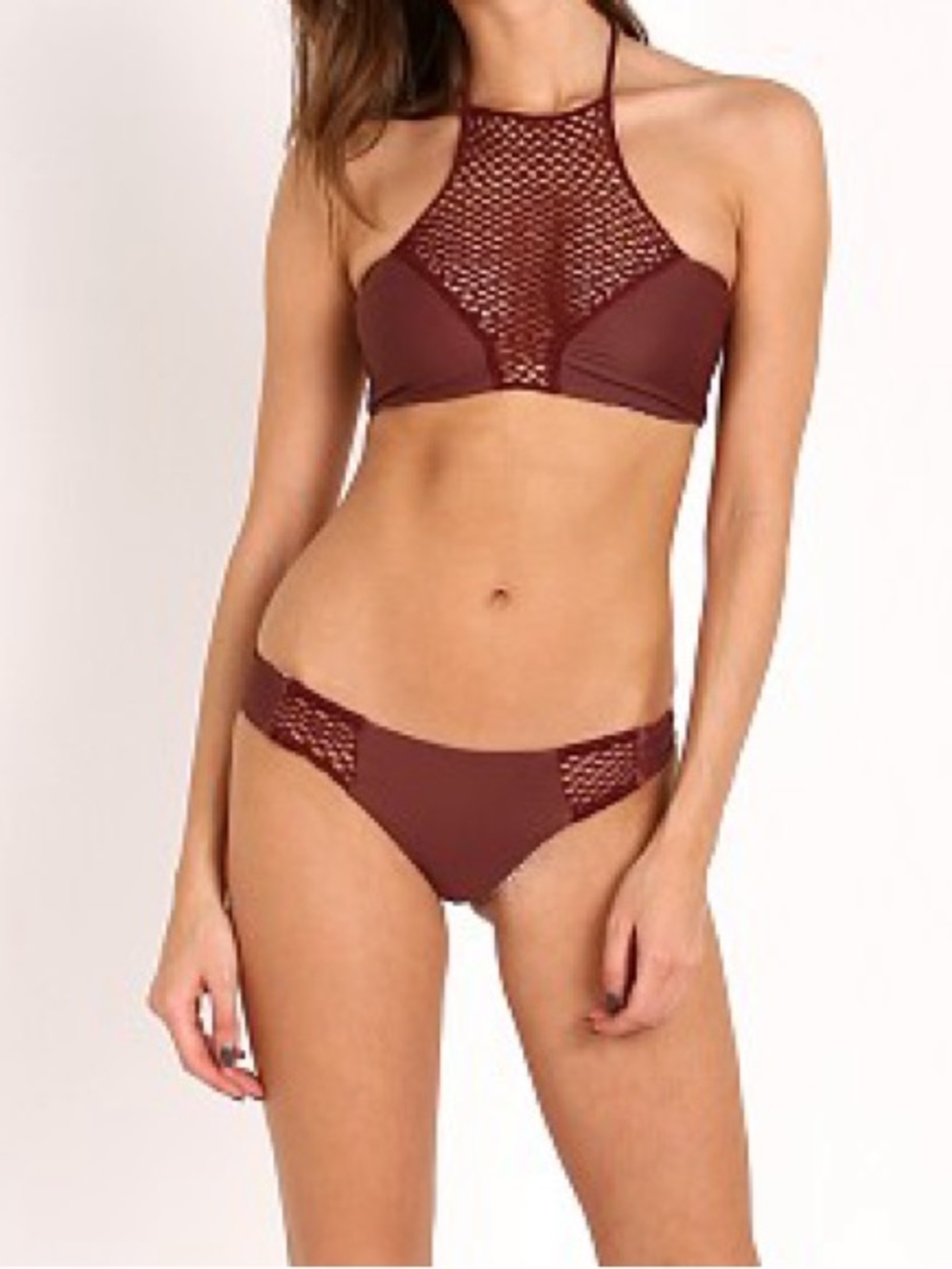 Acacia Merlot Crochet Bikini Set S XS Panama Top Poppy Bottom Burgundy
